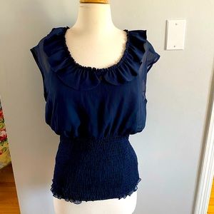 Allen B by Allen Schwartz navy blue (total eclipse) sleeveless blouse.